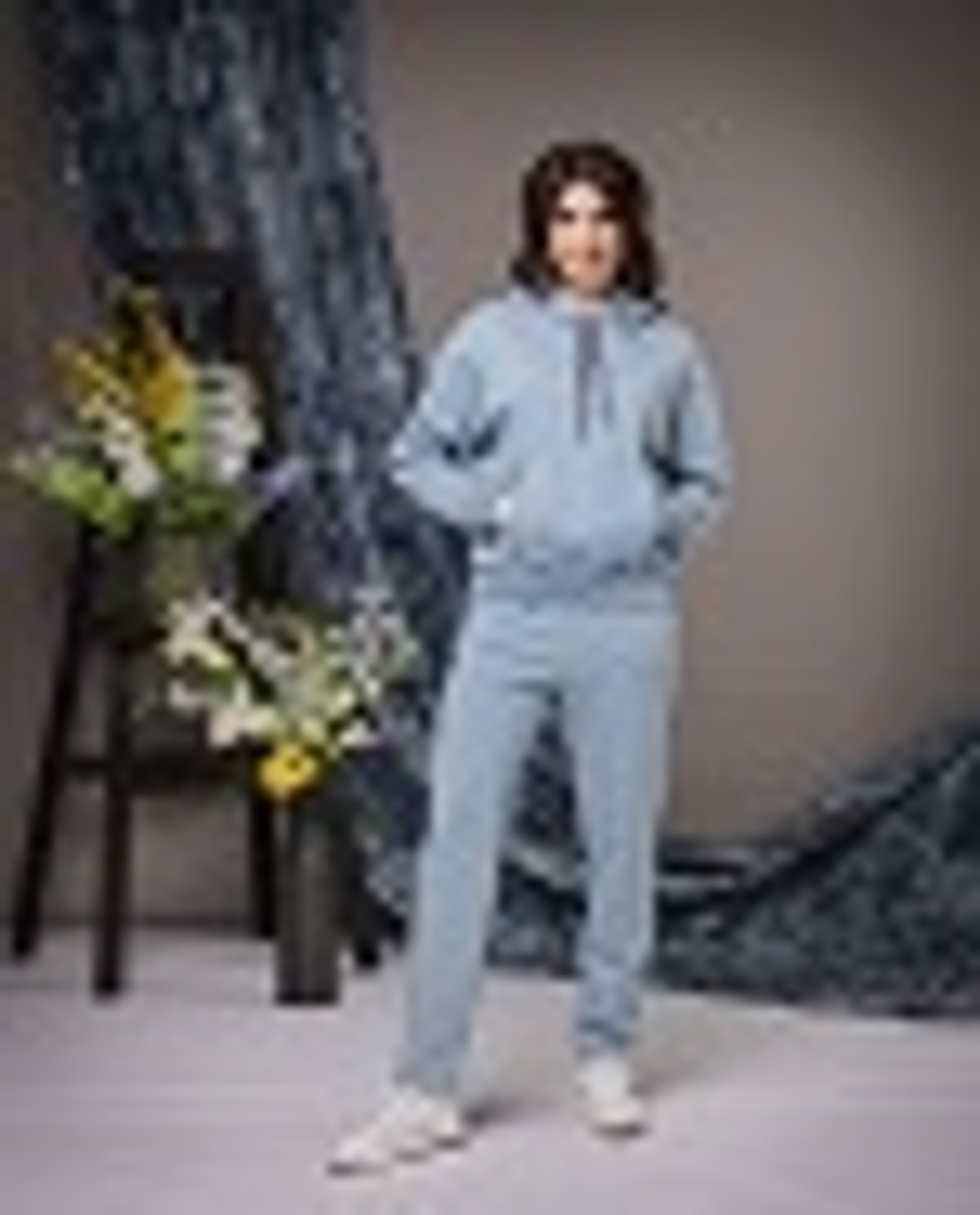 08-05-22 SS Спортивный костюм с брюками, серо-голубой XS