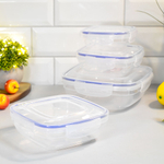 Набор контейнеров 4шт (0,35л, 0,6л, 1,025л, 1,7л) герметичных квадратных