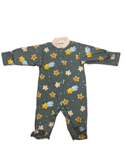 Комбинезон с закрытой ножкой на кнопках из кулирки (100% хлопок) с антицарапками и швами наружу на рост 62 см