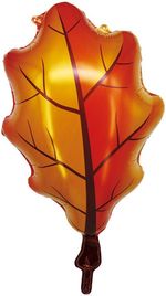 Шар с клапаном (12''/30 см) Мини-фигура, Дубовый лист, Оранжевый, 1 шт.