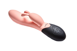 Персиковый вибратор Gemini с клиторальным стимулятором и нагревом