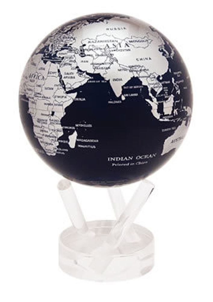 Политическая карта мира MOVA GLOBE черный-серебро (16,5см)