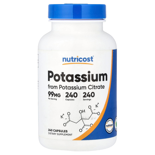 Nutricost, Калий, 99 мг, 240 капсул