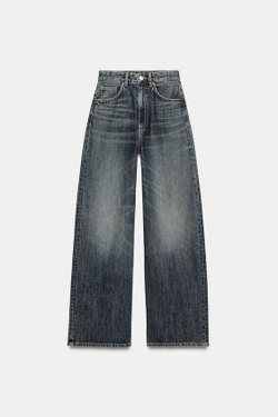 ZARA ДЖИНСЫ TRF EXTRA WIDE-LEG С ВЫСОКОЙ ПОСАДКОЙ, СИНИЙ
