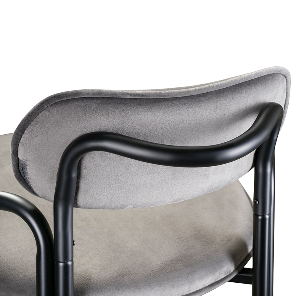 Стул барный LATITUDE Ror, Round, велюр, черный/серый