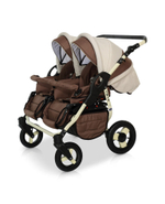 Детская коляска для двойни Verdi Twin 2 в 1 (Коричневый/белый)
