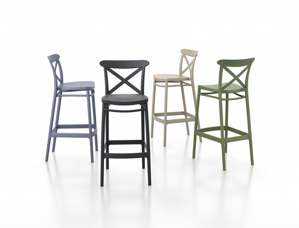 Стул пластиковый барный Siesta Contract Cross Bar 75, темно-серый