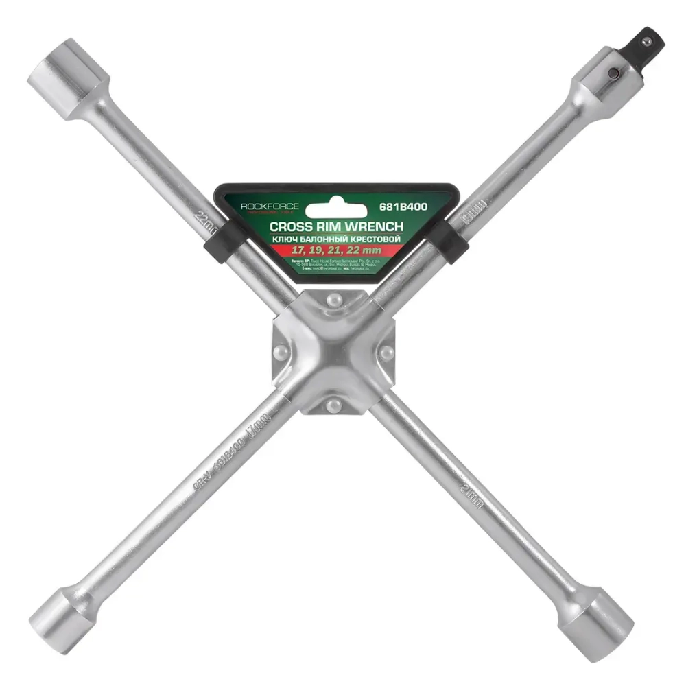 Ключ балонный крестовой 17-19-21''-22 с 1/2''адаптером RockForce##Rock FORCE RF-681B400