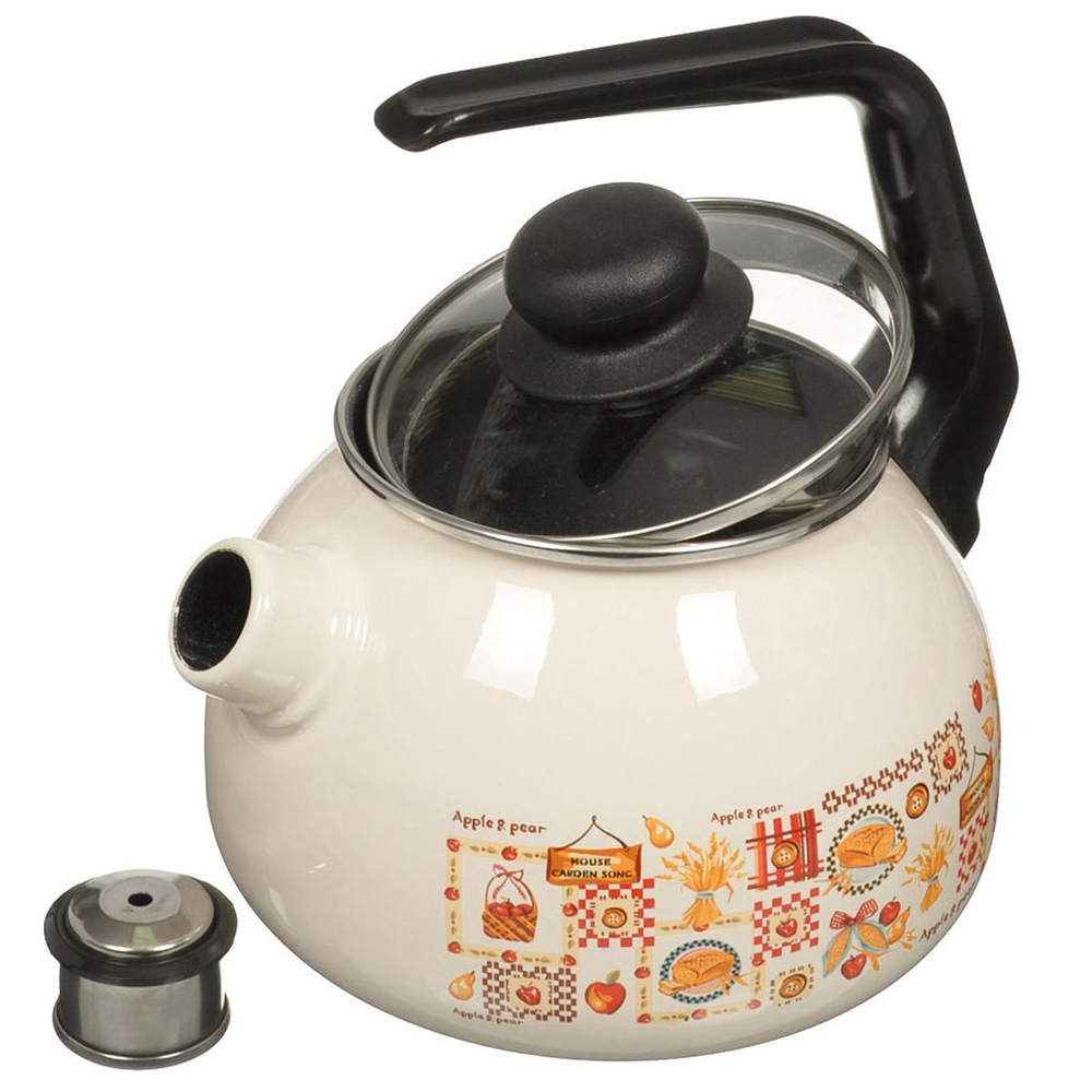 Чайник сталь, эмал, 2 л, свист, руч консоль, СтальЭмаль, Садовая песня, сл кость, 4с210я