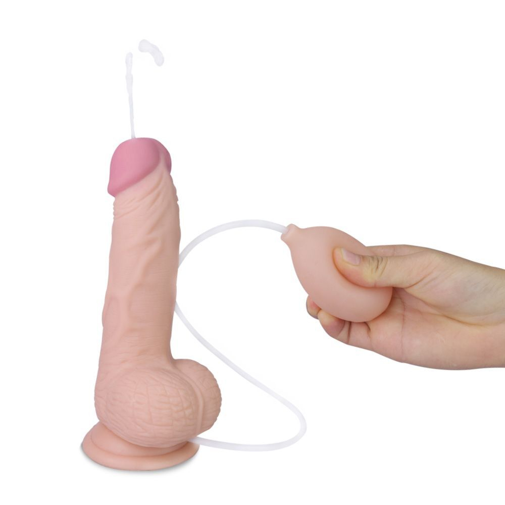Телесный фаллоимитатор с имитацией эякуляции Soft Ejaculation Cock With Ball 8 - 17,8 см. (Цвет: телесный)