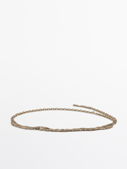 Massimo Dutti Ремень с цепочкой из камня, золотистый