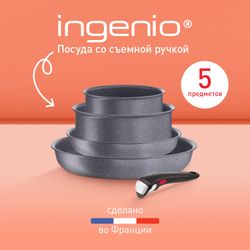 Набор посуды со съемной ручкой Tefal Ingenio Natural Force 5 предметов 16/20/22/28 см L3969053