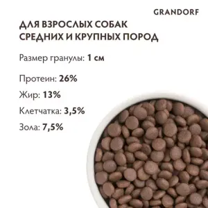 Сухой корм Grandorf DOG Turkey MED&MAXI для взрослых собак средних и крупных пород, индейка