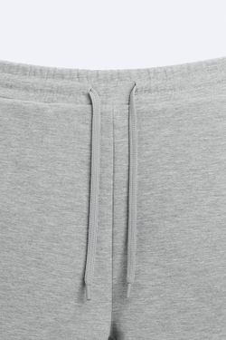 ZARA ШОРТЫ-ДЖОГГЕРЫ ИЗ ПЛОТНОЙ ТКАНИ, СЕРЫЙ С МЕЛАНЖЕВЫМ ЭФФЕКТОМ