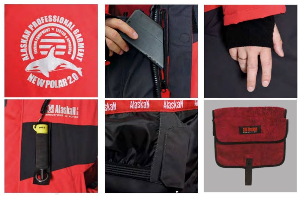 Костюм зимний Alaskan NewPolar 2.0 красный/серый/черный M (куртка+полукомбинезон)