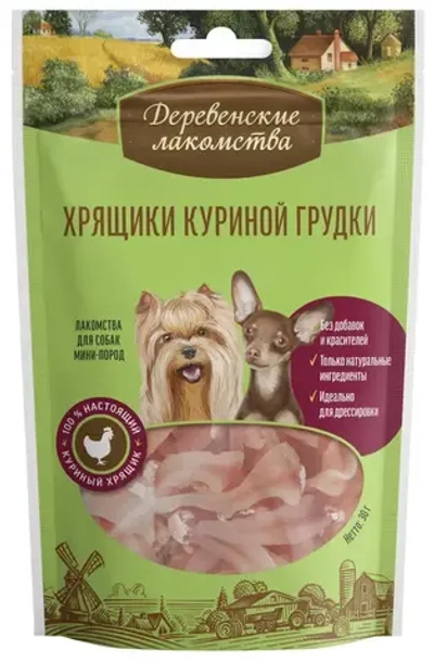 Деревенские лакомства для мини-пород хрящики куриной грудки - 30 г
