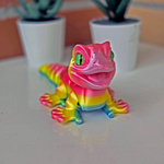 Ящерица леопардовая, 3D игрушка-антистресс, 16 см. градиентный окрас розово-желтая