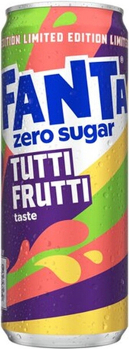 Газированный напиток Фанта Тутти Фрутти Зеро Шуга / Fanta Tutti Frutti Zero Sugar (Великобритания) 0.25 - банка