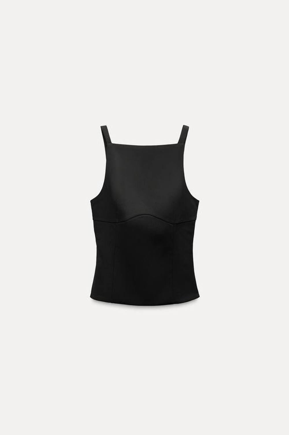 ZARA ЭЛАСТИЧНЫЙ ТОП С БАНТАМИ СЗАДИ, ЧЕРНЫЙ