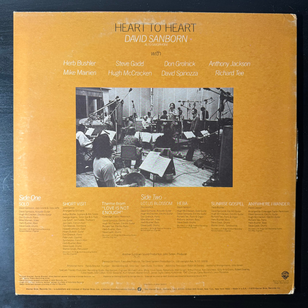 Виниловая пластинка David Sanborn ‎– Heart To Heart LP
