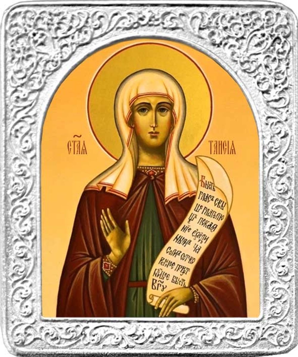 Святая Таисия. Маленькая икона в серебряной раме.