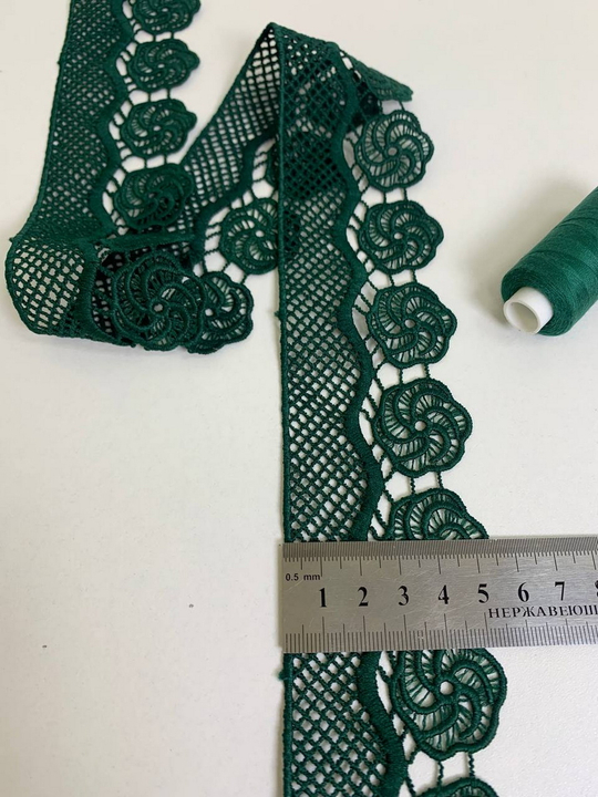 Тесьма плетеная,  5,5см, зеленый темный, плотная AF