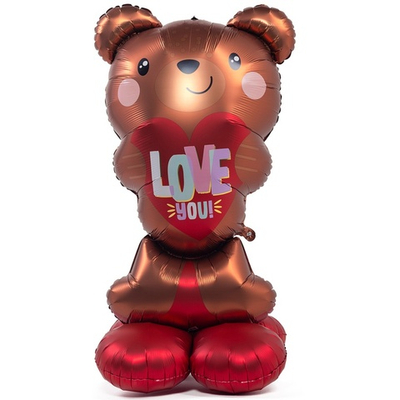 Фольгированный шар-фигура «Мишка с сердцем LOVE» AIR, 124 см