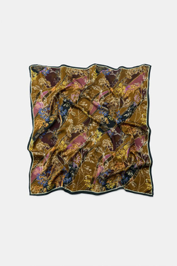 ZARA ПЛАТОК ИЗ ВИСКОЗЫ С ЦВЕТОЧНЫМ ПРИНТОМ, ОЛИВКОВЫЙ