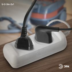 Удлинитель электрический ЭРА U-2-3m-2x1 без заземления 2 розетки 3м ПВС 2x1мм2 10А