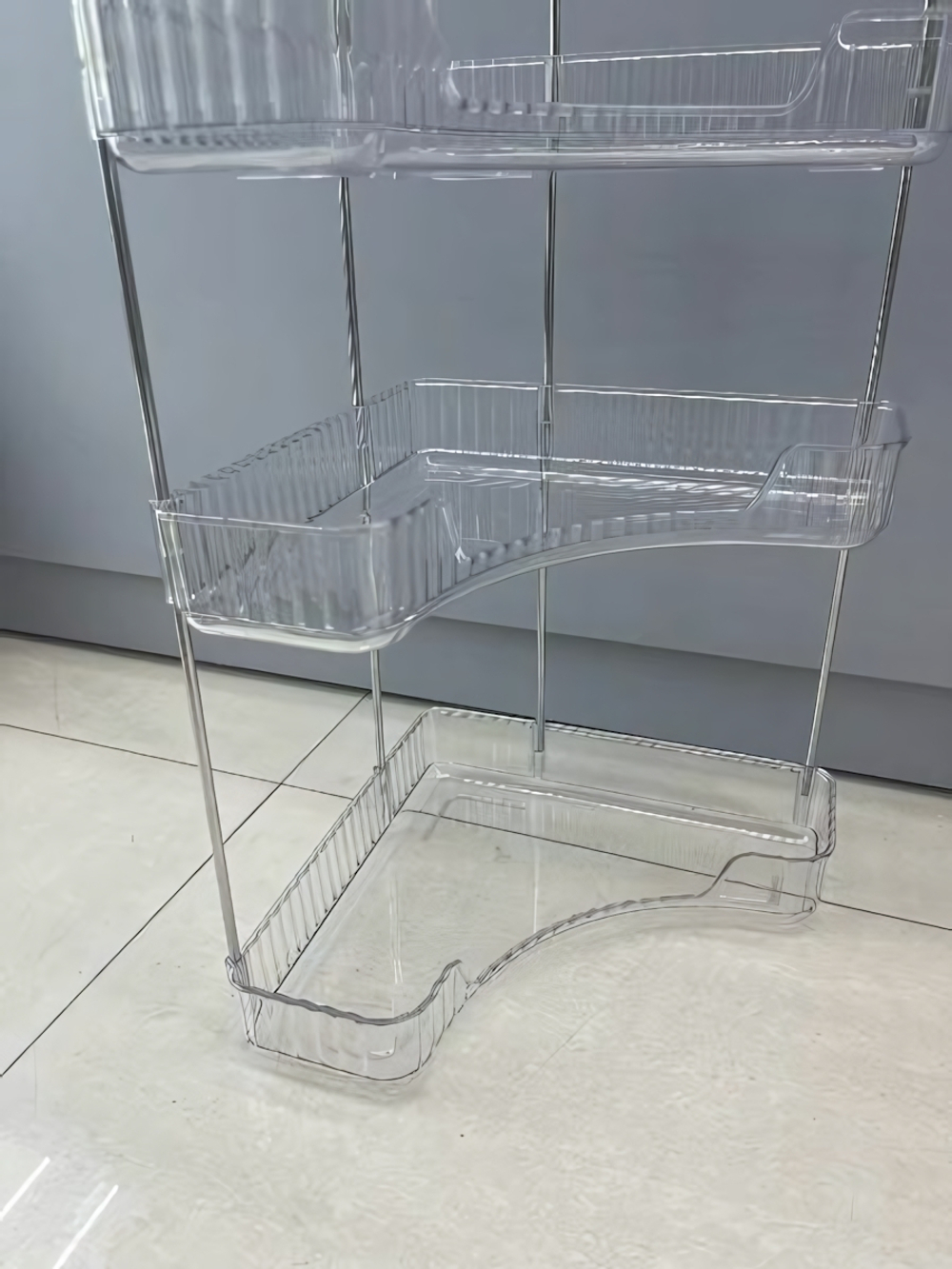 Полка для ванны угловая двойная «Фреш»прозрачная 25,7х29,7х25,7см