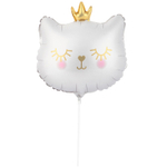 Шар Фольгированный Голова кошки в короне белая (Белый)