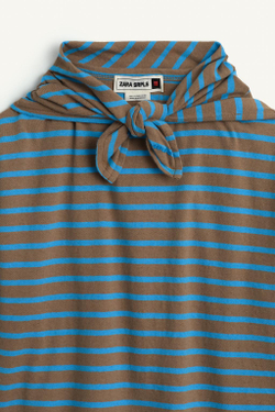 ZARA ФУТБОЛКА В ПОЛОСКУ, СВЕТЛО-ГОЛУБОЙ