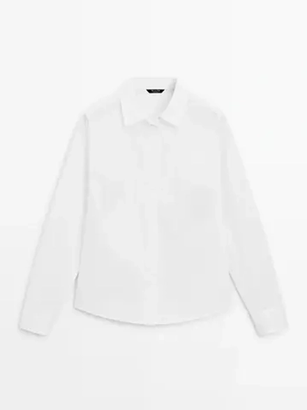 Massimo Dutti Рубашка из эластичного смесового хлопка, белый