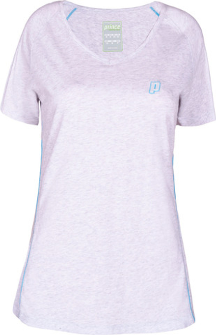 Женская теннисная футболка Prince V-Neck - grey/azure