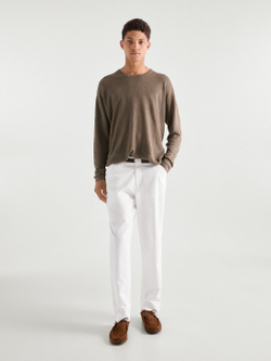 Massimo Dutti Льняной свитер с круглым вырезом, норка