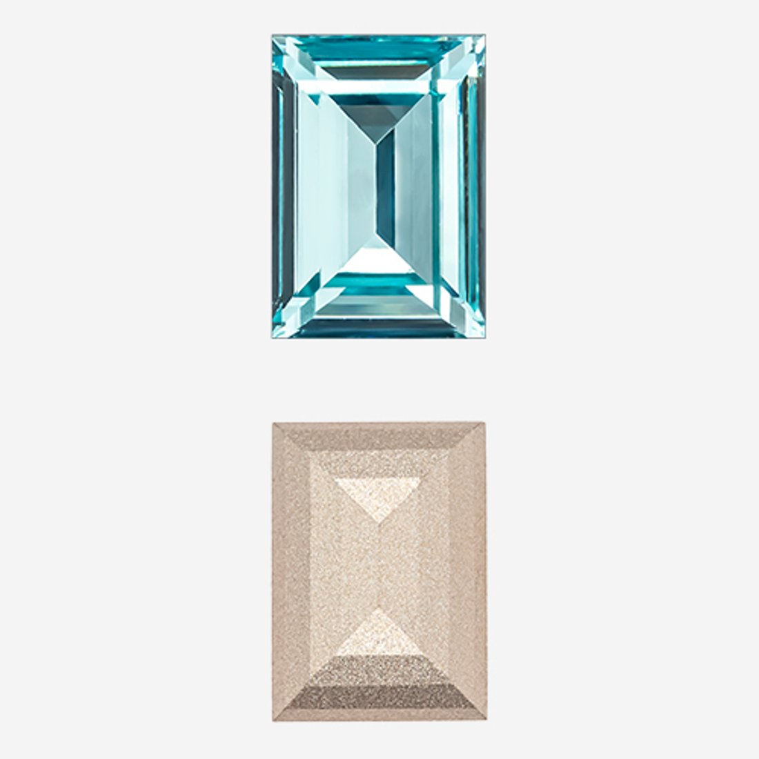 Кристалл Прямоугольник (Step Cut Fancy Stone), оттенок "Аквамарин"/"Aquamarine", 14*10мм