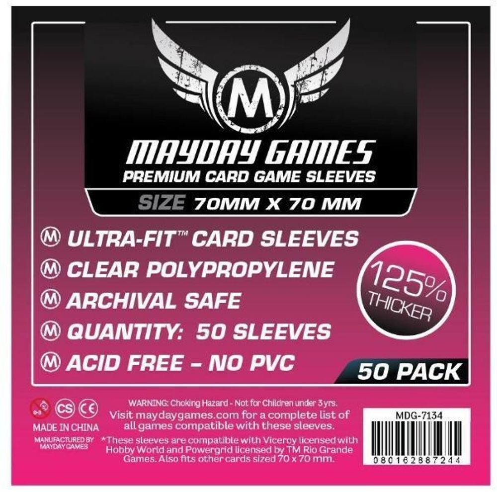 Протекторы для настольных игр Mayday Premium Small Square Card (70x70) - 50 штук