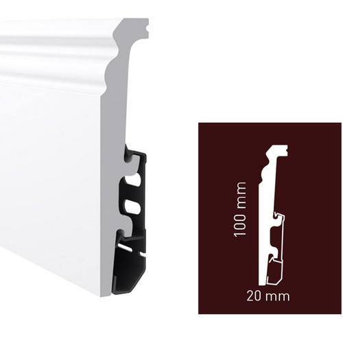 Плинтус дюрополимерный под покраску Arbiton Vega HDPS P1030 Белый 100х20х2400 мм