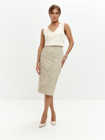 Юбка Сандра из экокожи в оттенке миндаля