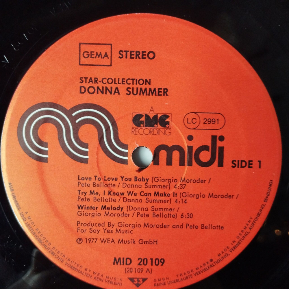 Винтажная виниловая пластинка LP Donna Summer Star Collection (Germany 1977)