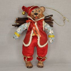 Ёлочная игрушка Медведь с хворостом