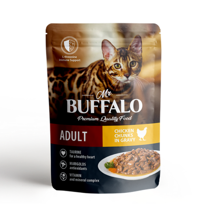 MR.BUFFALO Adult Chicken Влажный корм для взрослых кошек с цыпленком в соусе, 85 г
