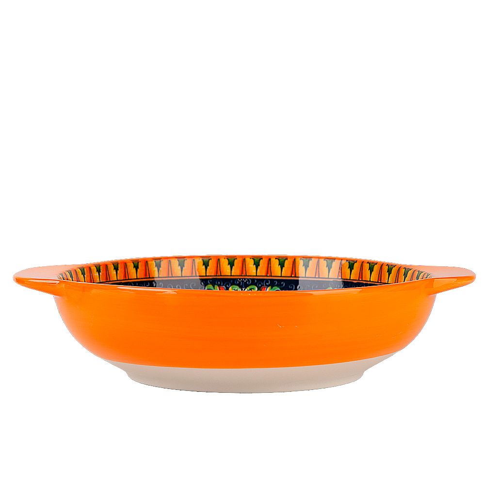 Салатник с ручками "Arabesque" (оранжевый) 24,5х20,5см v=1200мл (min6) (транспортная упаковка)