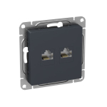 Механизм розетки RJ45 - 2шт, (cat6), графит Эпика EKF
