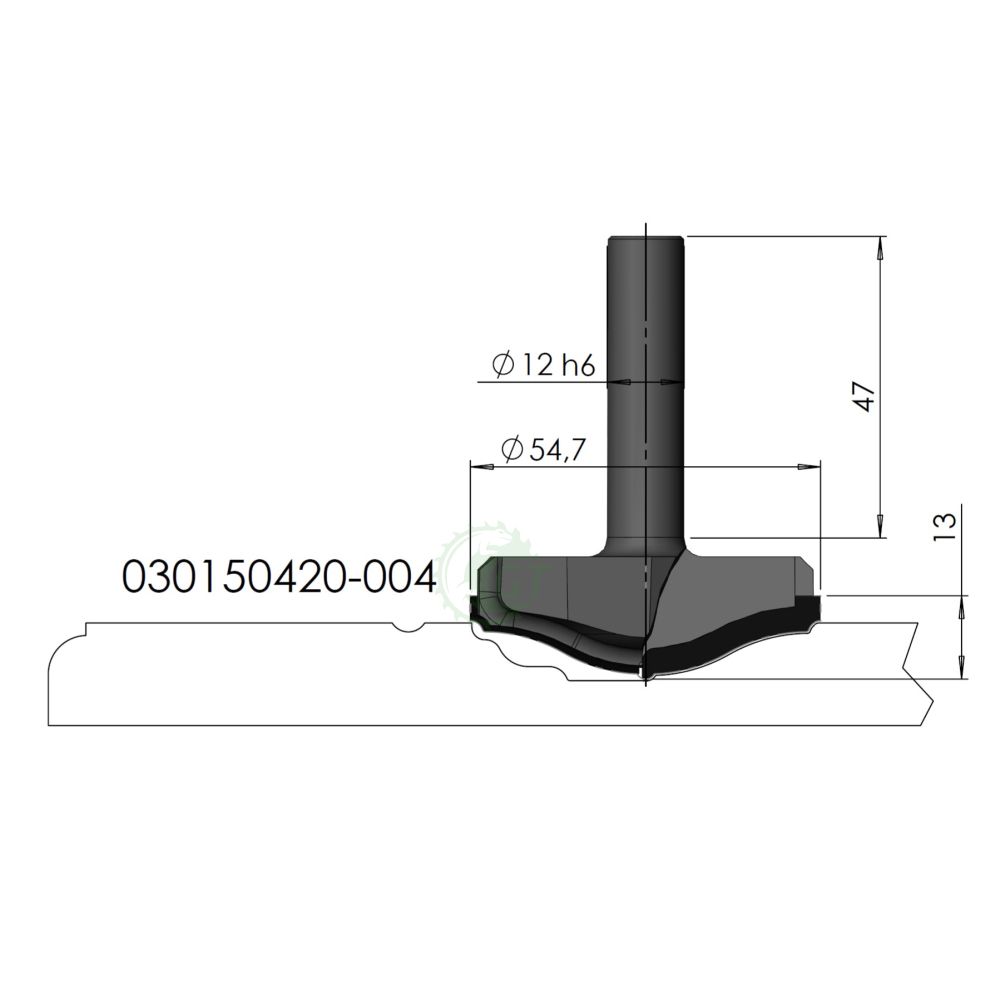 Изображение алмазной фасадной фрезы GT 030150420-004, профиль