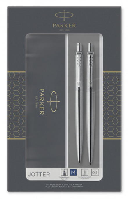 Parker Набор подарочный Jotter Stainless Steel CT шар. ручка, 1,0мм + механический карандаш, 0,5мм