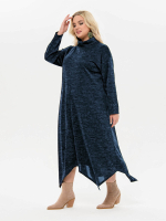 Платье с фигурной линией низа из джерси меланж