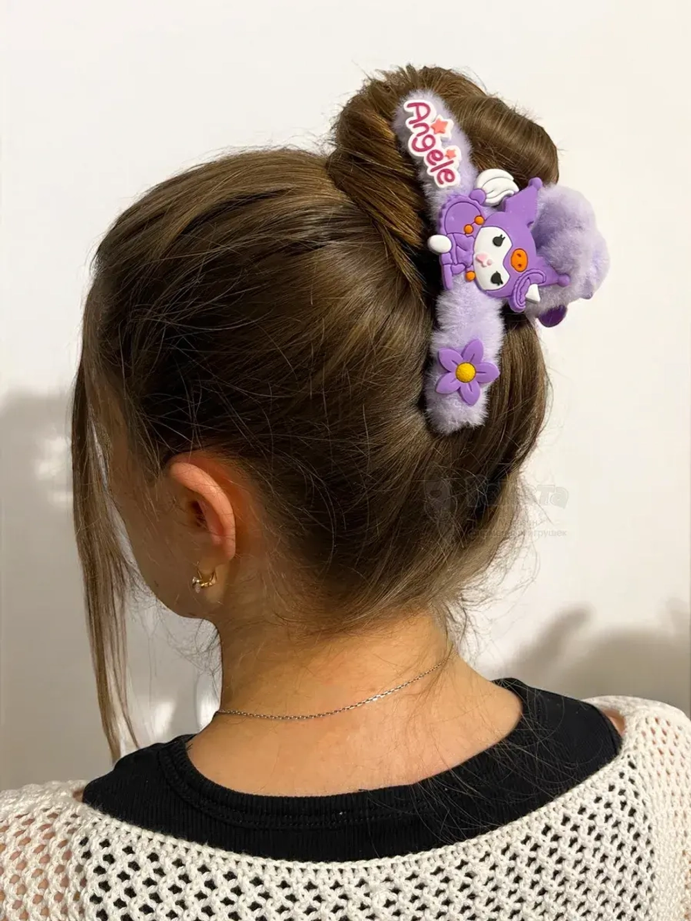 Заколка крабик краб для волос пушистый плюшевый Hello Kitty