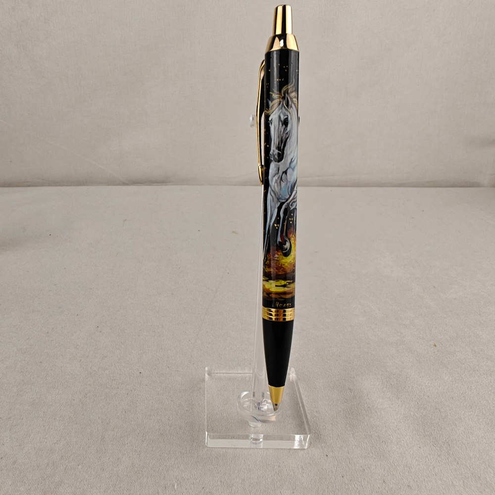 Ручка шариковая "Белая лошадь" с ручной росписью в коробке