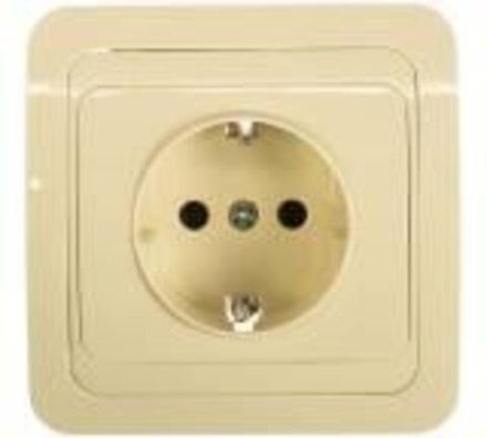 Розетка одноместная "UNIVersal" серия "Валери" с/з, с/у, 16А, 220В, "слоновая кость" (ivory)